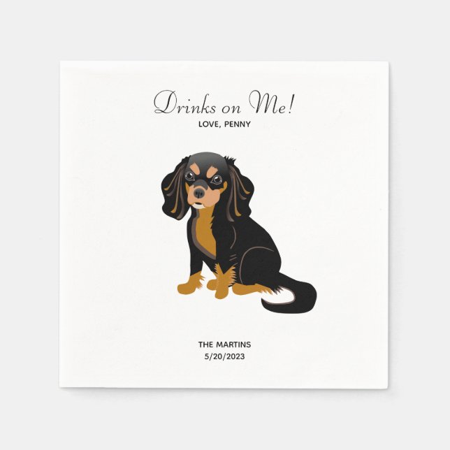 Serviette En Papier Noir Tan Cavalier Mariage Cocktail  Napkins (Devant)