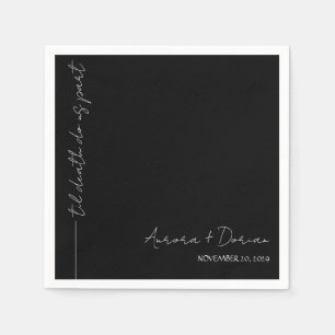 Serviette En Papier Noir Til Mort Mariage minimal Napkin