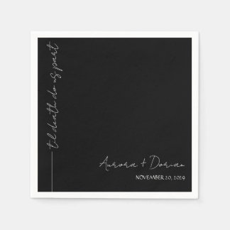 Serviette En Papier Noir Til Mort Mariage minimal Napkin