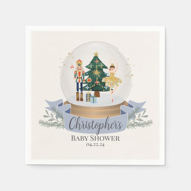 Serviette En Papier noisette bleu noël baby shower vaisselle (Devant)