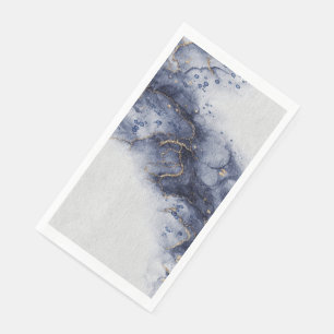 Serviette En Papier Noix d'encre bleu foncé et or