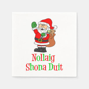 Serviette En Papier Nollaig Shona Duit Irish Christmas Père Noël