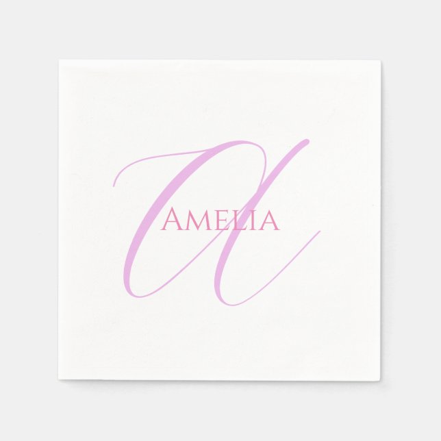 Serviette En Papier Nom Chic Monogramme Lettre initiale Calligraphie (Devant)