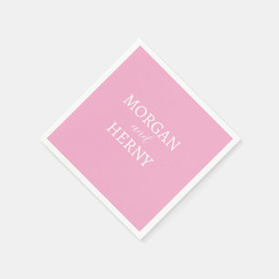 Serviette En Papier NOM customisé MARIAGE DE COULEUR ROSE MODERNE STYL