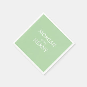 Serviette En Papier NOM customisé PALE MODERNE STYLISH MARIAGE VERT