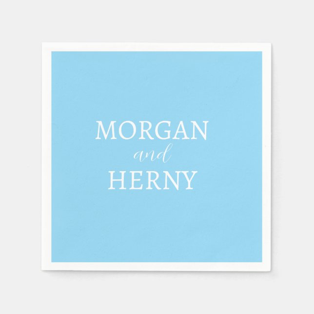 Serviette En Papier NOM customisé STYLISH MODERNE BÉBÉ BLEU MARIAGE (Devant)
