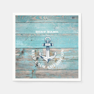 Serviette En Papier Nom de bateau nautique Ancre Bois rustique