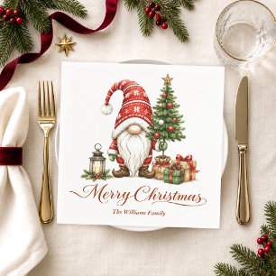 Serviette En Papier Nom de famille de gnome de Noël