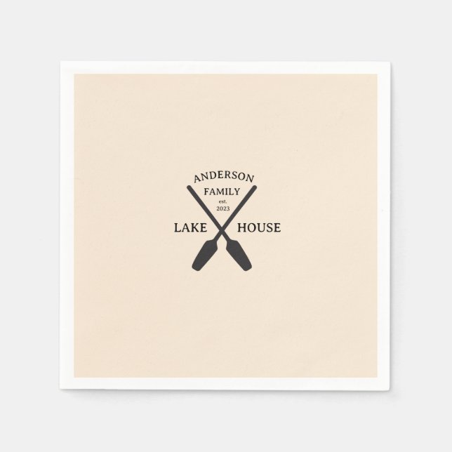 Serviette En Papier Nom de famille personnalisé Lake House (Devant)