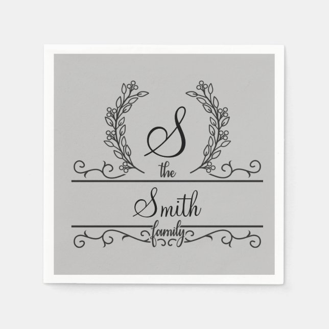 Serviette En Papier Nom de famille personnalisé monogramme (Devant)