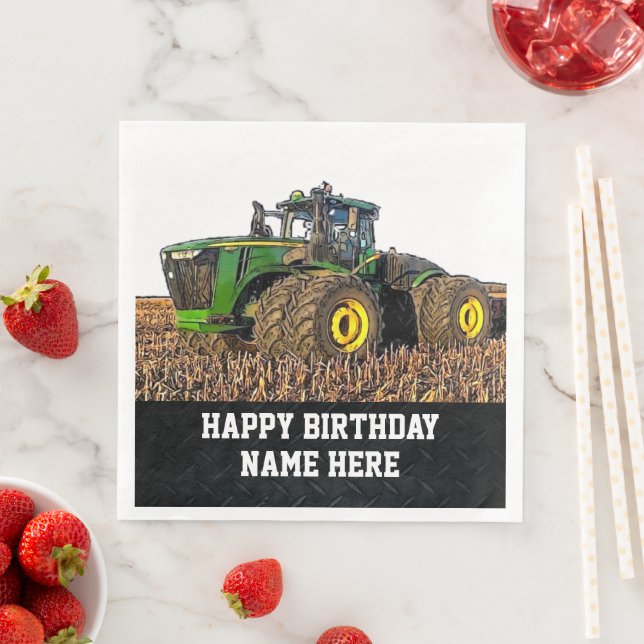 Serviette En Papier Nom de la ferme Joyeux Anniversaire Tractor Tillag (En situation)