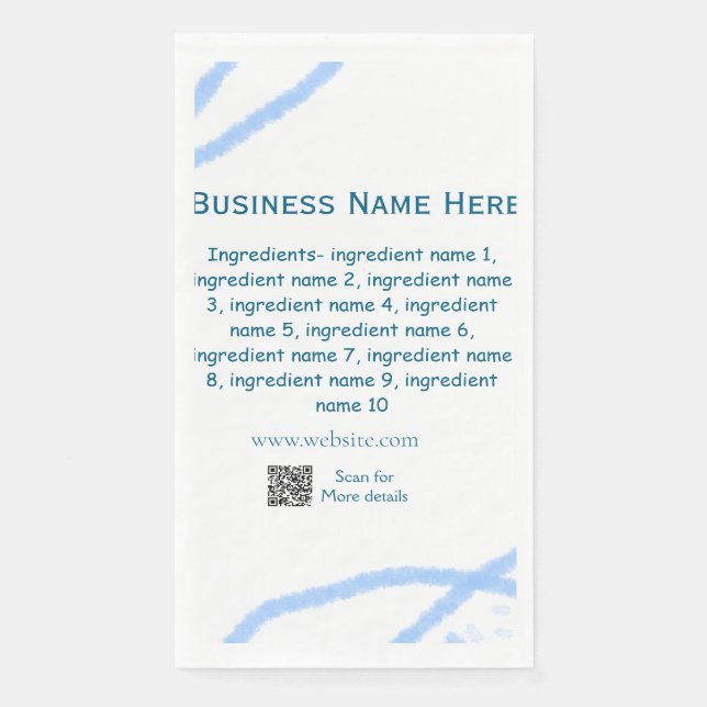 Serviette En Papier Nom d'ingrédient ajouter nom d'entreprise site Web (Devant)