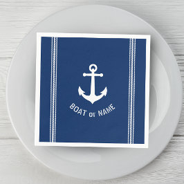 Serviette En Papier Nom du bateau Corde d'Ancre Vintage Bleu marine