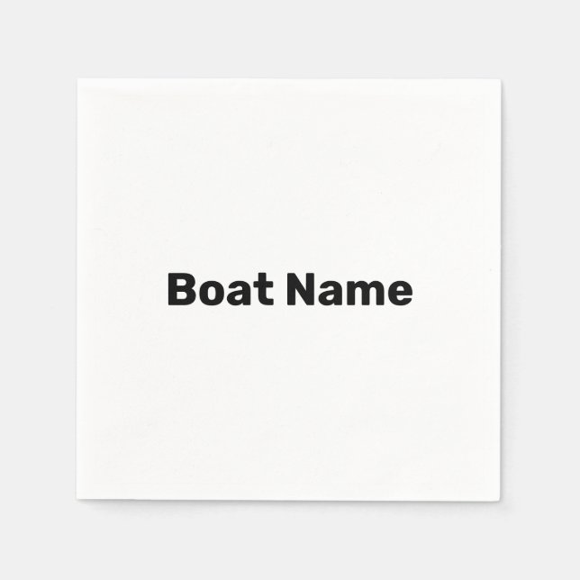 Serviette En Papier Nom du bateau Modèle de texte blanc et noir (Devant)