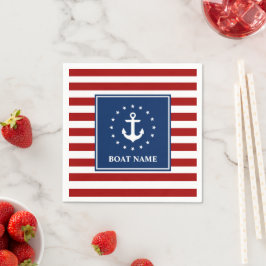 Serviette En Papier Nom du bateau nautique Ancre Stars Stripes RWB