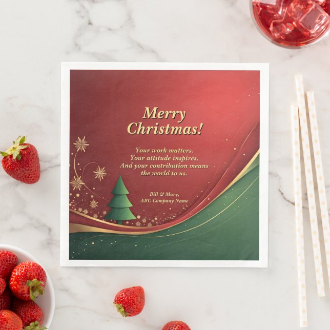 Serviette En Papier Nom du groupe professionnel Message Red Christmas  (En situation)