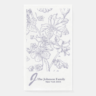 Serviette En Papier Nom du monogramme de famille personnalisé Élégant 
