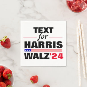 Serviette En Papier Nom du texte personnalisé pour Harris Walz 2024 El