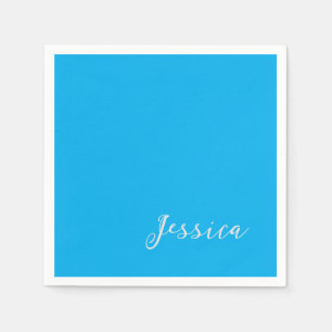 Serviette En Papier Nom élégant simple et professionnel en bleu modern