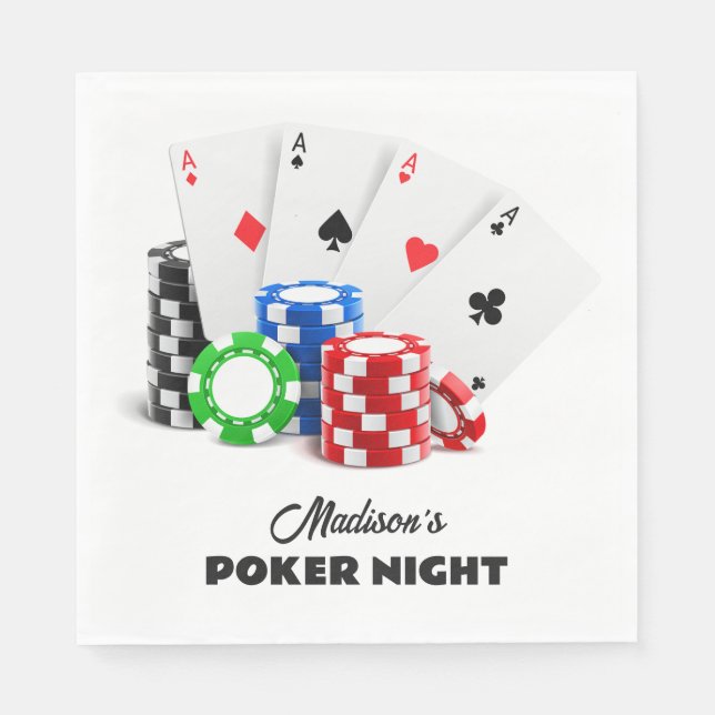 Serviette En Papier Nom et texte personnalisés Poker / Casino (Devant)