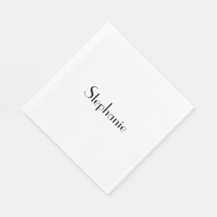Serviette En Papier Nom Modèle Monogramme noir blanc Cool personnalisé