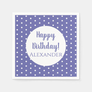 Serviette En Papier Nom Modern violet Pois fête d'anniversaire