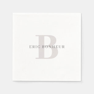 Serviette En Papier Nom moderne élégant et monogramme
