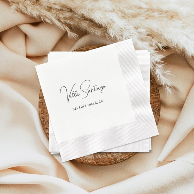 Serviette En Papier Nom moderne personnalisé de la résidence (Créateur téléchargé)