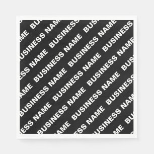 Serviette En Papier Nom modifiable répété en gras   Blanc noir simple