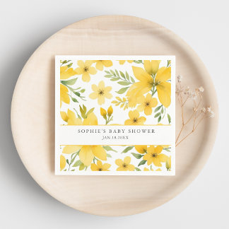 Serviette En Papier Nom personnalisé Baby shower floral