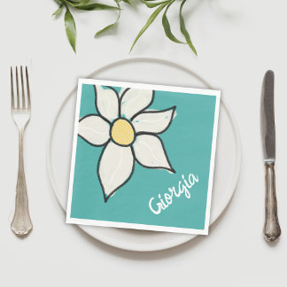 Serviette En Papier Nom personnalisé Baby Shower Floral Fantaisiste Da