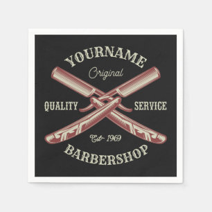 Serviette En Papier NOM PERSONNALISÉ Barber Droit Razor Barbershop