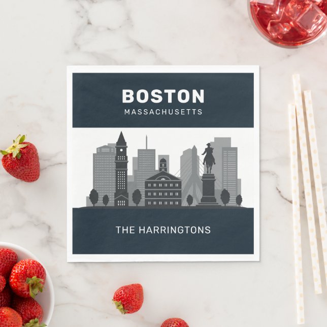 Serviette En Papier Nom personnalisé Boston Massachusetts (En situation)