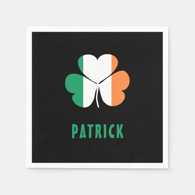 Serviette En Papier Nom personnalisé Celtic Irlande Shamrock Drapeau i (Devant)