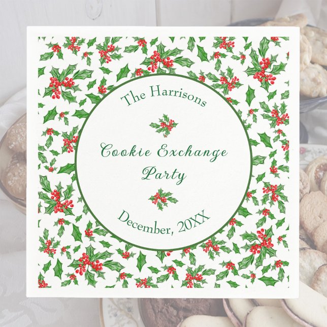 Serviette En Papier Nom personnalisé de la fête d'échange de cookies d (Créateur téléchargé)
