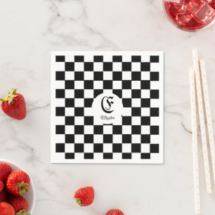 Serviette En Papier Nom personnalisé du club d'échecs initial