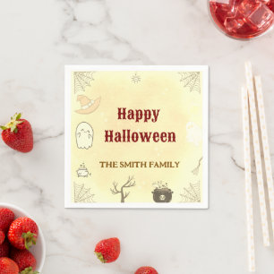 Serviette En Papier Nom personnalisé du joyeux hôte d'Halloween