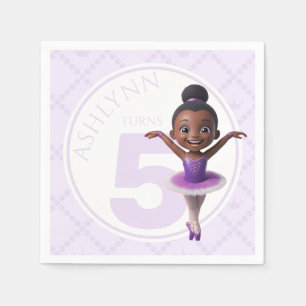 Serviette En Papier Nom personnalisé et âge Ballerine violette Anniver