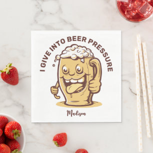 Serviette En Papier Nom personnalisé et bière texte amusant
