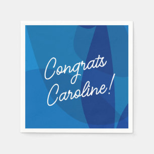Serviette En Papier Nom personnalisé Favor Graduation Bleu Vibrant