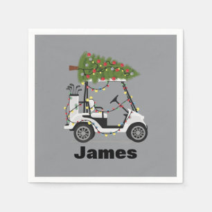 Serviette En Papier Nom personnalisé Golfer Christmas Golf Panier Noël