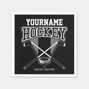 Serviette En Papier NOM Personnalisé Joueur de hockey Stick Puck Team