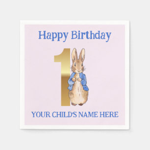 Serviette En Papier Nom personnalisé Lapin classique Premier anniversa