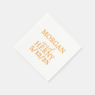 SERVIETTE EN PAPIER NOM PERSONNALISÉ MARIAGE BLANC MODERNE ÉLÉGANT