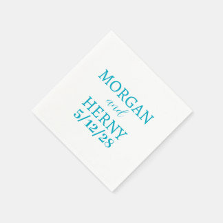 SERVIETTE EN PAPIER NOM PERSONNALISÉ MARIAGE MODERNE BLANC ÉLÉGANT