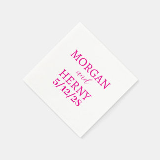 SERVIETTE EN PAPIER NOM PERSONNALISÉ MARIAGE MODERNE BLANC ÉLÉGANT