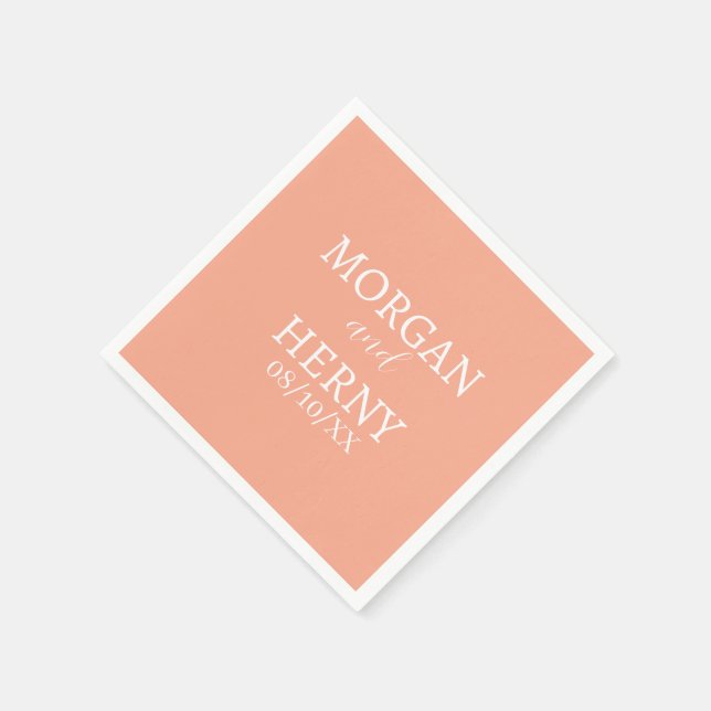 SERVIETTE EN PAPIER NOM PERSONNALISÉ MARIAGE MODERNE STYLÉ (Coin)