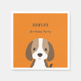 Serviette En Papier Nom personnalisé moderne pour enfants chien mignon