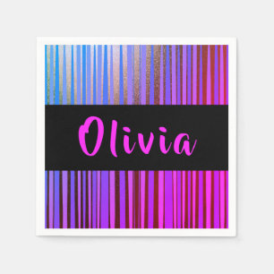 Serviette En Papier Nom personnalisé Neon Anniversaire fête Napkin