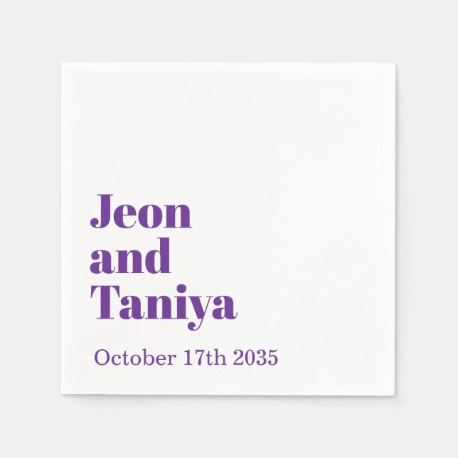 Serviette En Papier Nom personnalisé Simple moderne Mariage MInimal (Devant)